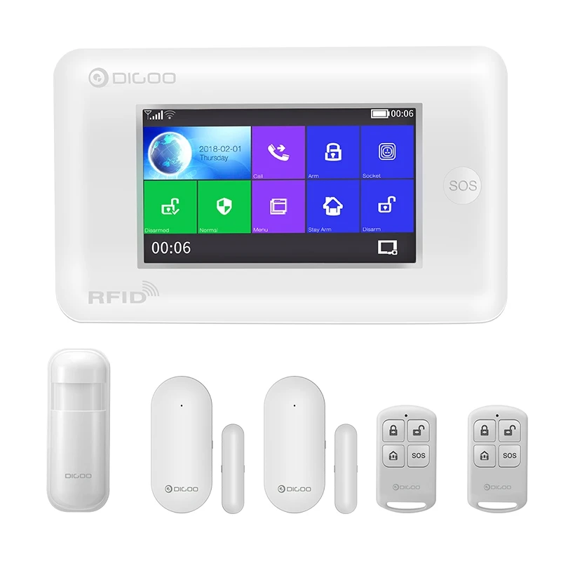 Digoo DG-HAMA Touch Screen 433MHz GSM WIFI DIY Smart Home Security Alarm System Kits Upgrade Compatible with Alexa VS DG-Hosa