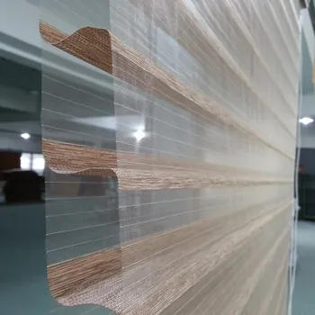 

Custom Made Size Motorized Shangri-la Blinds sheer horizontal windowin Light Brown Window Curtains for Living Room