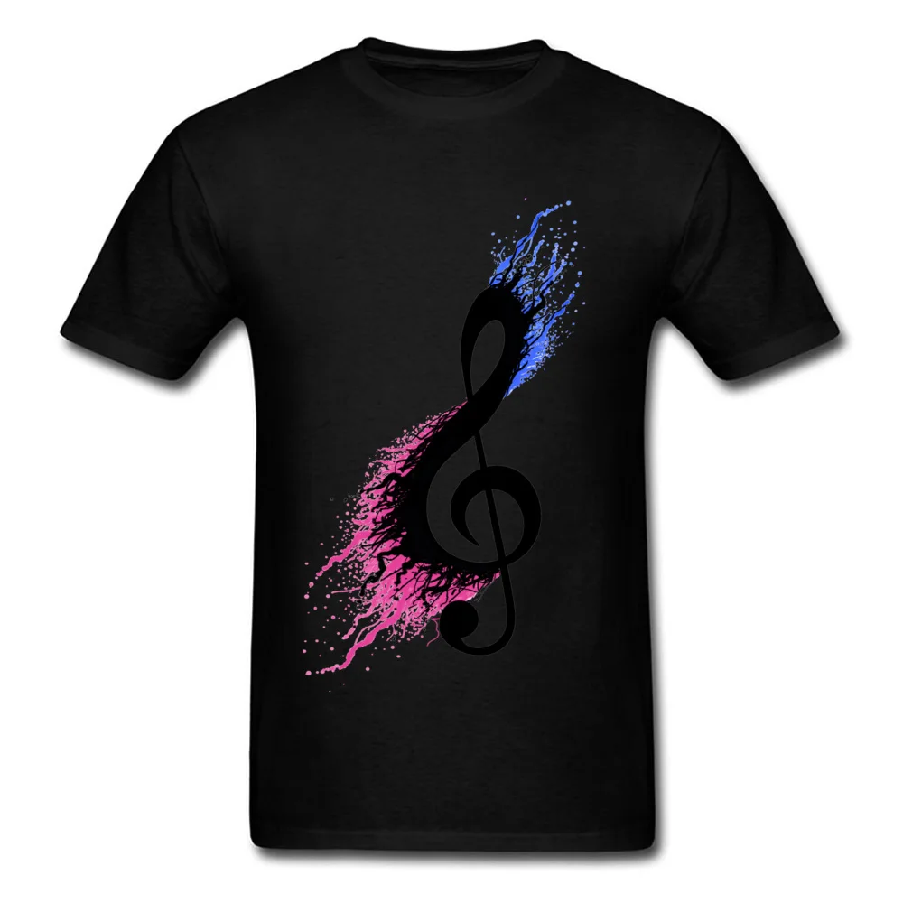 Music sign spill Group Summer 100% Cotton Fabric Crewneck Men Tees Printed On Tee-Shirts Brand New Short Sleeve Top T-shirts Music sign spill black