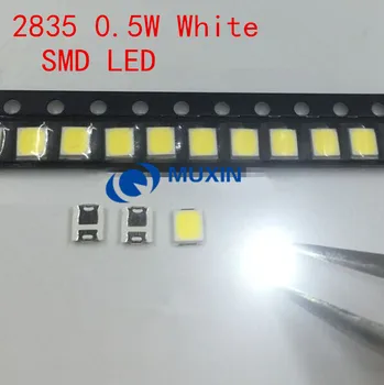 

50PCS 2835 LED 0.5W White SMD/SMT PLCC-2 2835 White 150Ma 50-65lm 6000-6500K 2835 diodes High Power LED Ultra Bright SMD LED