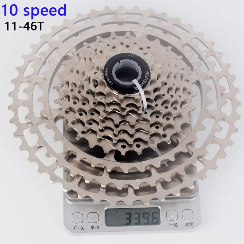 

SUNSHINE 10 speed 11-46T MTB cassette bicycle freewheel sprocket 10S mountain bike freewheel 46T ultralight 339g high quality