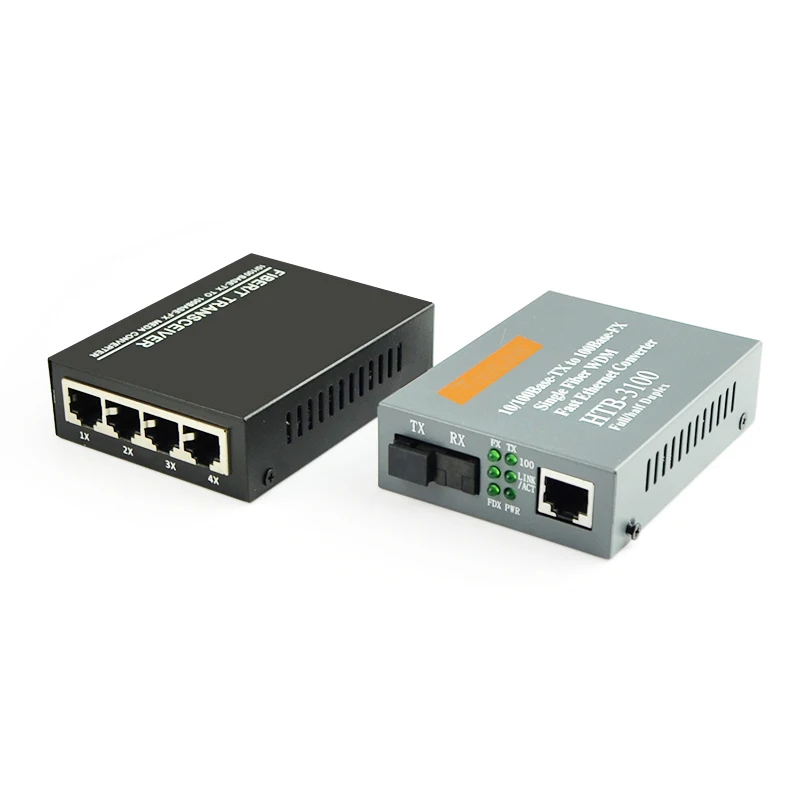 1 двойной 10/100 M Fast Ethernet медиа-конвертер, 1 RJ45 4 конвертер медиафайлов SFP + HTB3100 20 км симплексном режиме оптоволокно приемопередатчик