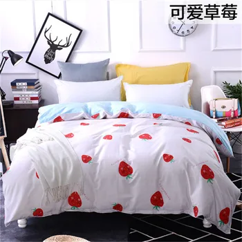

Cartton children blue pink white bedding Strawberry print 100%Cotton Twin Full Queen King size duvet cover bedclothes girl/adult
