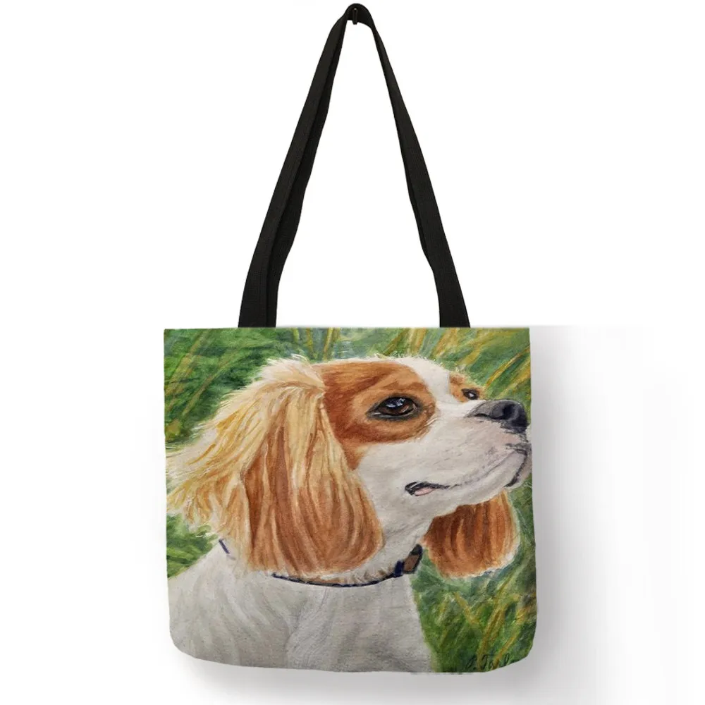 Уникальная модная сумка-тоут с принтом собаки Шарля спаниеля, сумки для женщин, дамская сумка на плечо, прочные сумки для покупок, большая ВМЕСТИТЕЛЬНОСТЬ