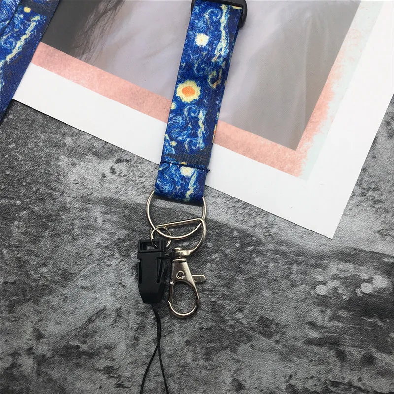 الأزرق مليء بالنجوم السماء الرقبة حزام اسهم للمفاتيح ID بطاقة رياضة أحزمة هاتف المحمول USB شارة حامل DIY شنق حبل الوهق الحبل
