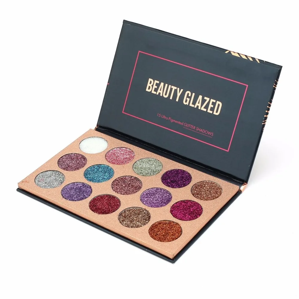 

BEAUTY GLAZED Eyeshadow Palette 15 Ultra Pigmented Eye Shadows Pressed Glitter Flash Powder Long Lasting Makeup Pallete Beauty