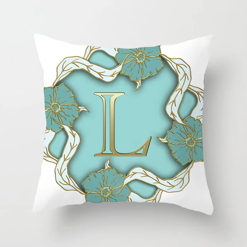 26 Alphabet Gold Letter Pillow Cover