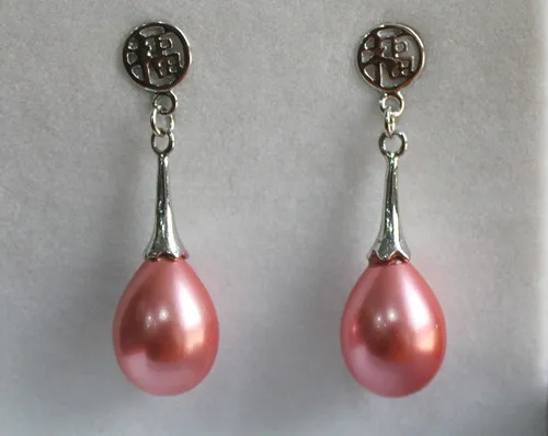 

New Design!Free shipping 12X16MM Red Sea Shell Water Drop Beads "good fortune "Drop Earring