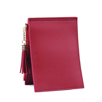 

Women Mini Business Credit Card Holder PU Leather Slim Organizer Short Bifold Wallet Cute Pocket Coin Purse Solid Black Red