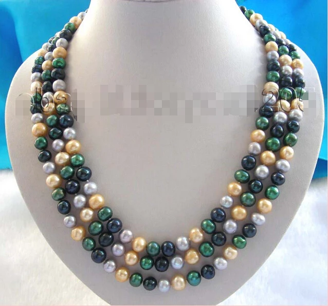 

65" Genuine Natural 9mm Multicolor Pearl Necklace! AAA