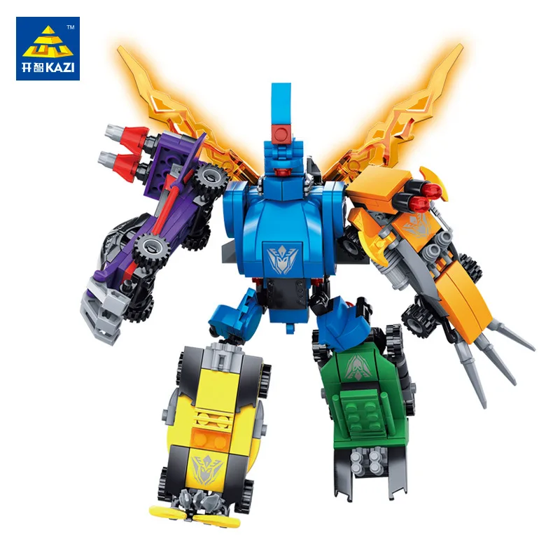 KAZI 6 in 1 Trans Robot Action Block 340+ pcs Bricks Building Model Set Best Educational Toys Gift For Children