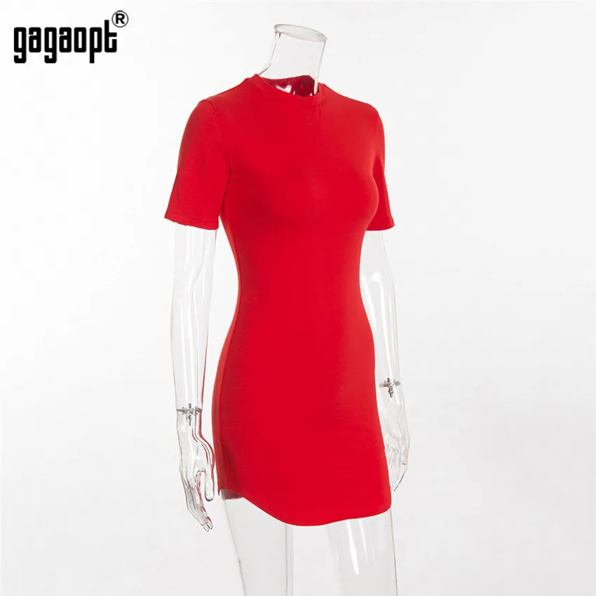 Gagaopt 95% хлопок летнее платье для женщин красные однотонные пикантные Bodycon платья
