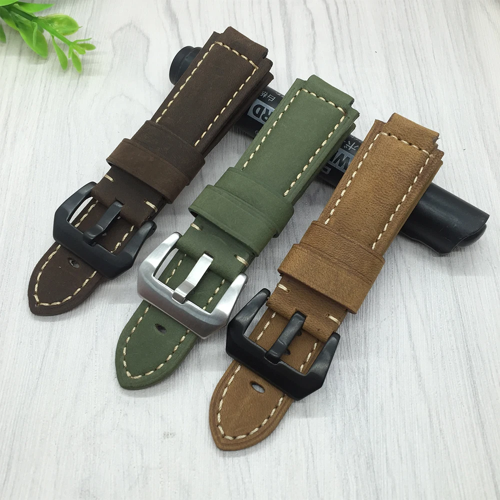 For Garmin vivoactive Quality Genuine Leather Watchband 24*16mm Mens