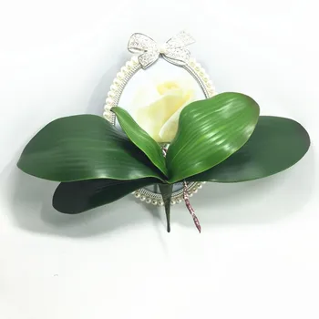 

Artificial flower Orchid leaves high quality PU gluing texture leaves real touch DIY potted flower arrangements