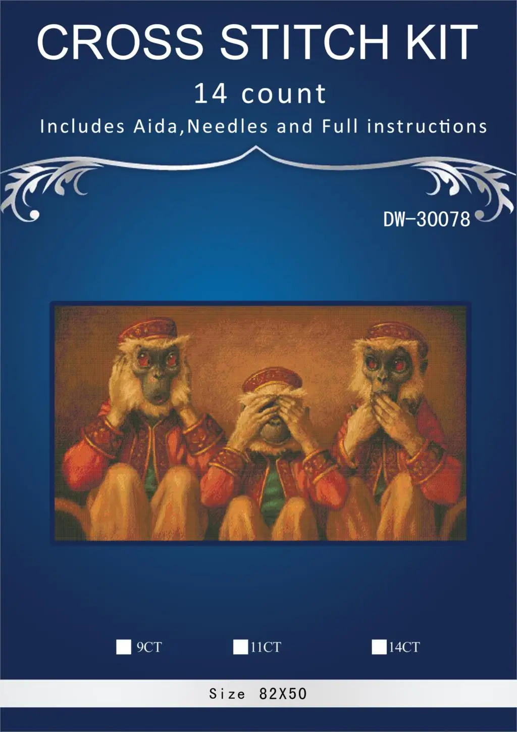 oneroom monkey family Embroidery Crafts Needlework 14CT Unprinted Arts Cross Stitch Kits DMC DIY Quality | Дом и сад