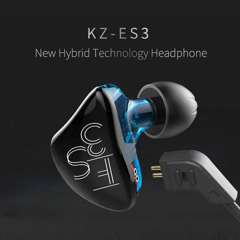 AK AK New KZ ES3 BA+DD In Ear Earphone Hybrid Headset HIFI Bass Noise Cancelling Earbuds With Mic Replaced Cable