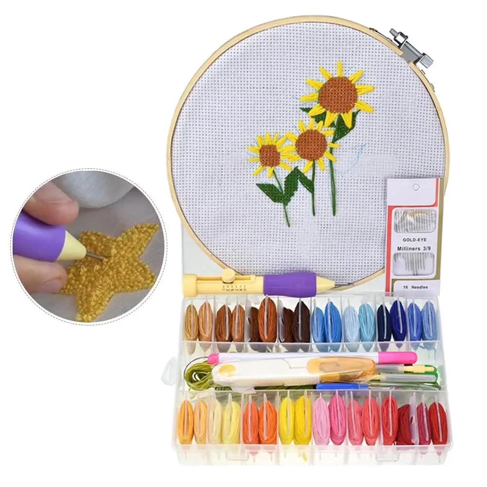 32-color Cross-stitch Embroidery Set Practical ABS Plastic Crafts Magic Embroidery Pen Set DIY Punch Needle Sewing Accessories - Цвет: White