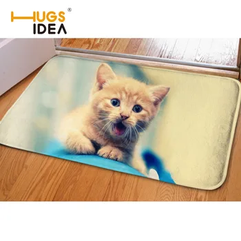 

HUGSIDEA Cute Home Decor Lovely Animal Cat Carpets Non-slip Kitchen Rugs for Home Living Room Funny Entrance Floor Mats 40X60