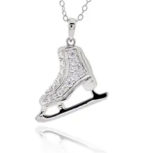 925 стерлингового серебра кубического циркония катание обувь подвеска ожерелье 1" цепь для девочек