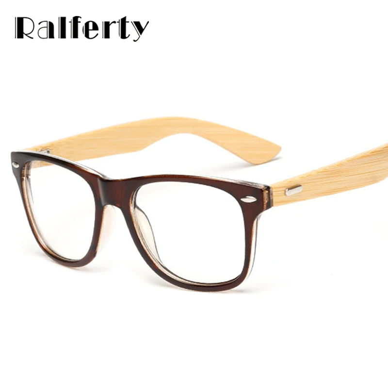 Ralferty, винтажные Ретро очки с заклепками, оправа для мужчин и женщин, бамбуковые деревянные очки для близорукости по рецепту, оправа с прозрачными линзами