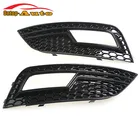 Full Glossy black Honeycomb Front Bumper Fog Lights Cover Part Accessories for Audi A4 S4 RS4 B9 2013-2015