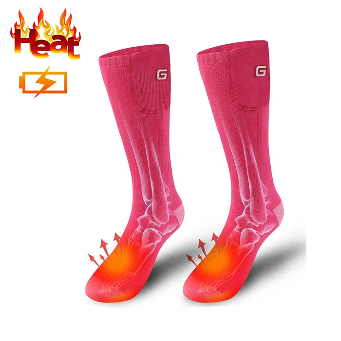 3,7 V носки с электроподогревом. Аккумуляторная батарея Отопление Теплый Велоспорт бег мужские спортивные носки для женщин - Цвет: 3.7V Pink