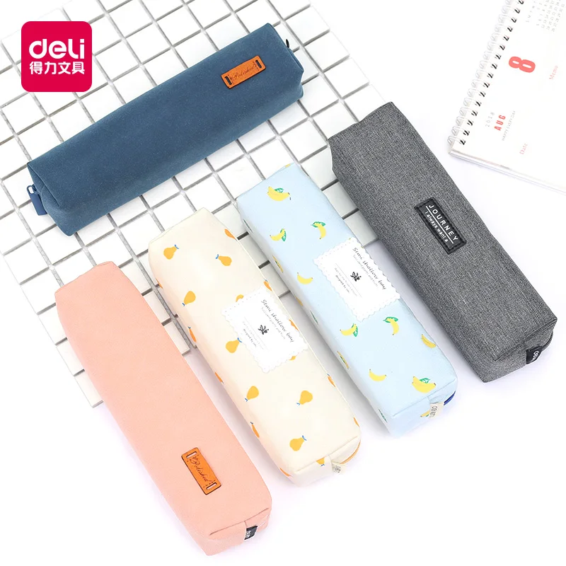 

Deli 66643 Pencil Bag Floral Canvas Zipper Pencil Case Korean Bag Kawaii Bag School Supplies 1PCS