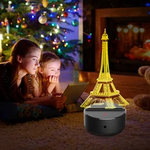 Eiffel Tower LED 3D Night Lights Creative Ambient Light Desk Lamp Home Lighting Bulbing Color Change Luminaria Kids Gifts New