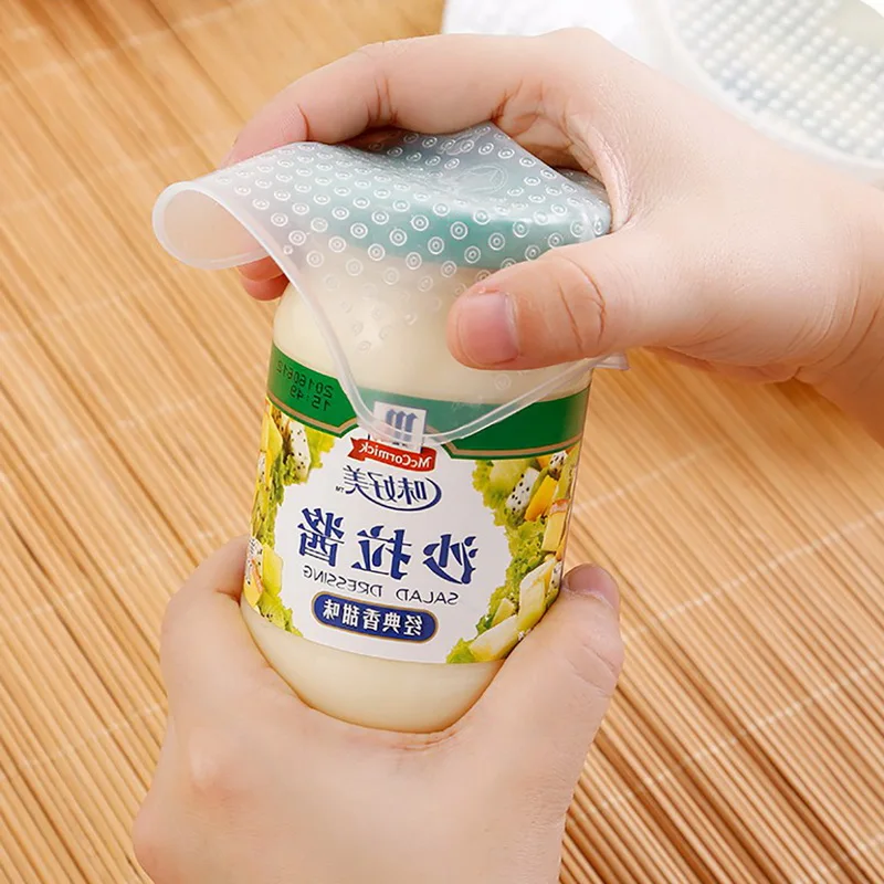 Reusable Kitchen Microwave Heating Cover Transparent Silicone Sealing Cover Refrigerator Plastic Wrap Kitchen Tool 1Pcs