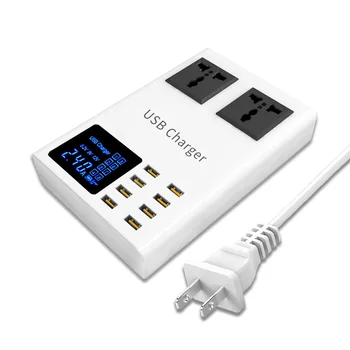 

Universal Multi USB Charging Station AC Socket LED Display Mobile Phone Tablet Power Adapter Smart Charger UK EU US Plug 8 Port