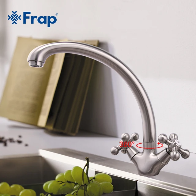 Special Price Frap 1 Set Frap Hot Sale Brushed Nickel Kitchen Faucet Double Handle Cold and Hot Mixer F4219-5