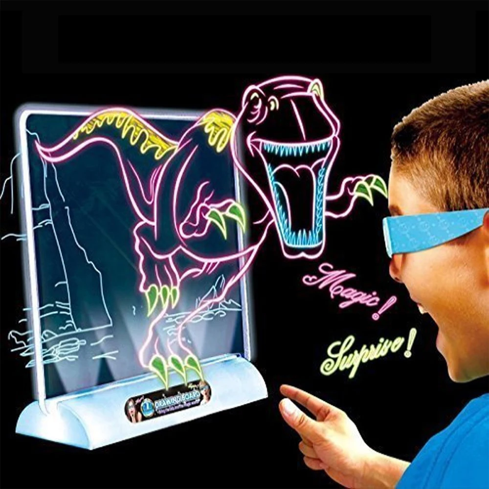 Enjoybay 3D Drawing Board Toys Light Up Colorful Pen Painting Board Glow in Dark Kids Drawing Toy Educational Gifts for Children Enjoybay 3D Drawing Board Toys Light Up Colorful Pen Painting Board Glow in Dark Kids Drawing Toy Educational Gifts for Children