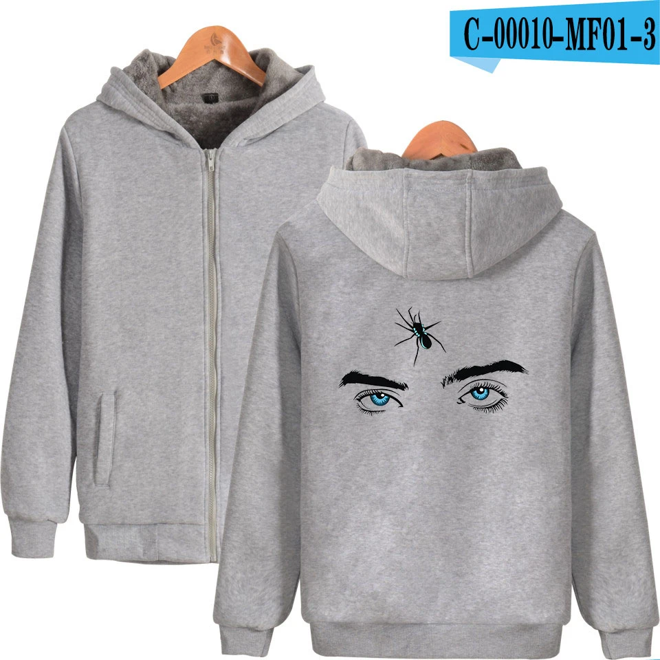 Billie Eilish с принтом, толстовки, свитшоты для женщин, хлопок, толстый свитшот на молнии, Повседневная Уличная одежда, хит-хоп одежда - Цвет: MF01-3