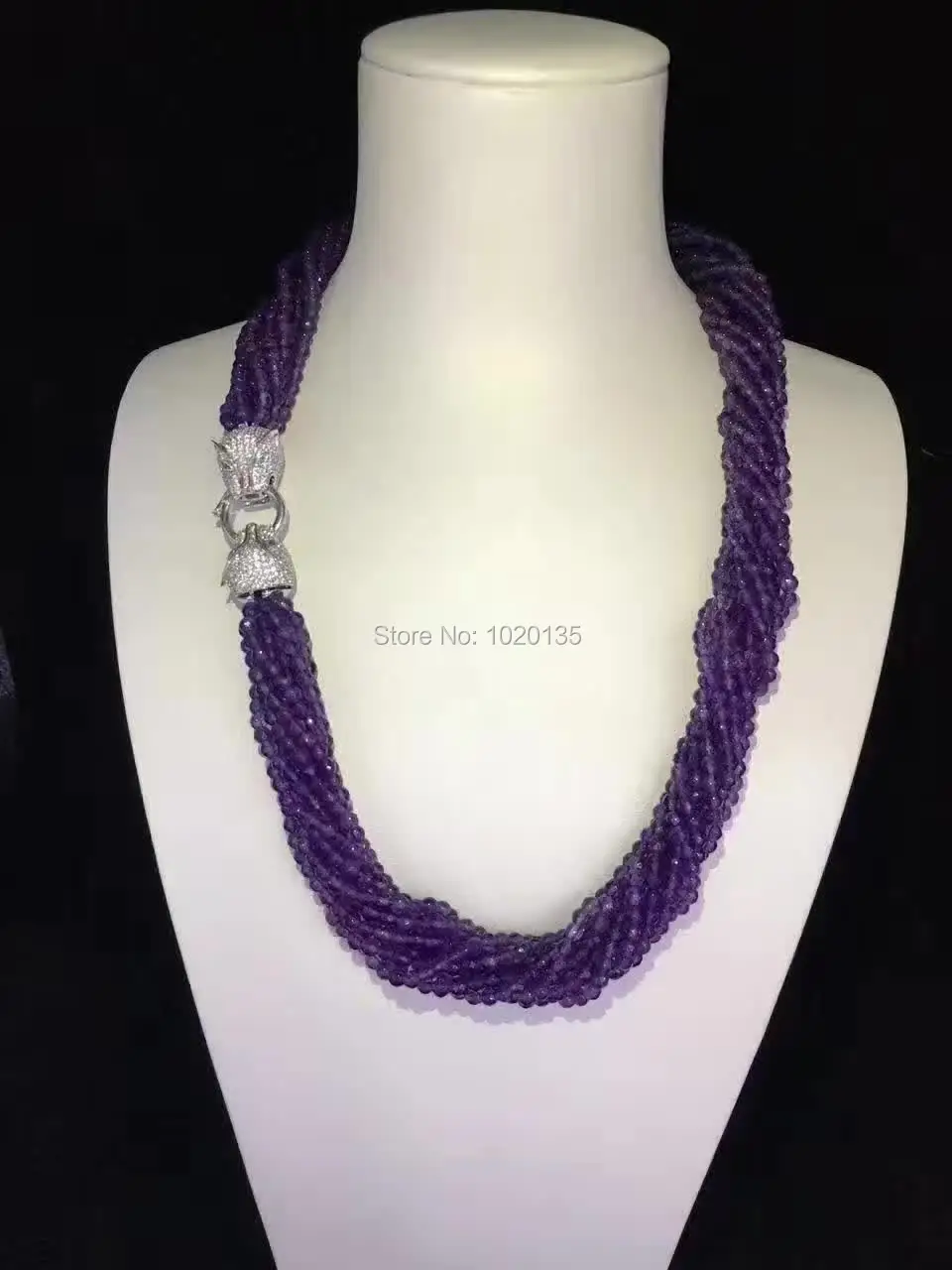 

8rows amethys round faceted 4mm necklace and bracelet 19inch 8inch leopard clasp hook FPPJ