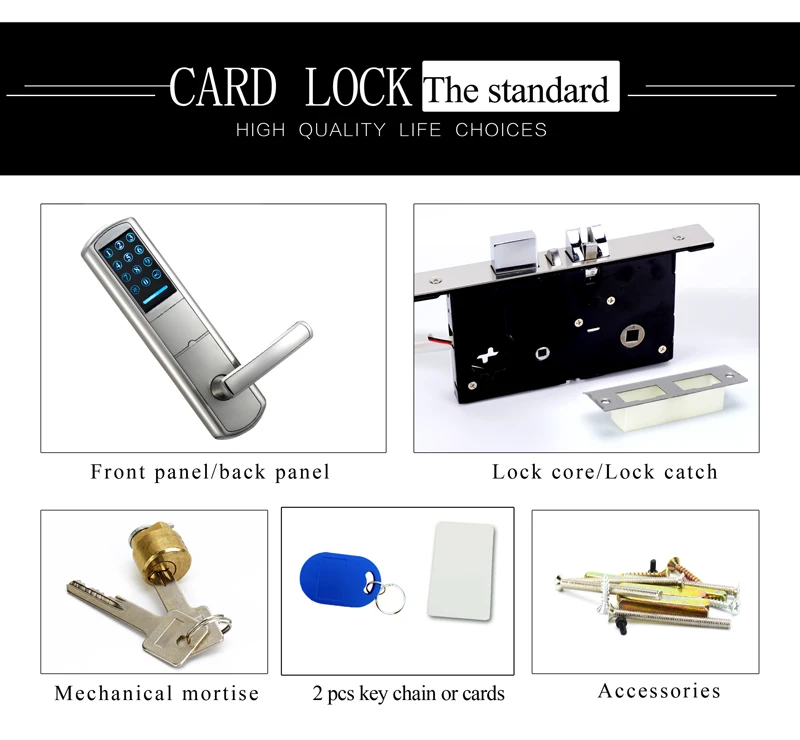 ZAG918 Security Combination Digital Card Pin Code Keyless Touch Screen Keypad Password Lock Door