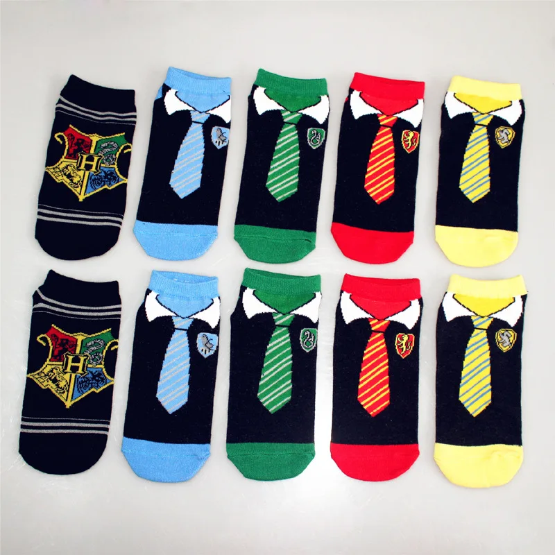 

New Funny Harry Potter Print Socks Cute Cotton Socks Unisex Short Socks Slippers 5 Pairs/Lot