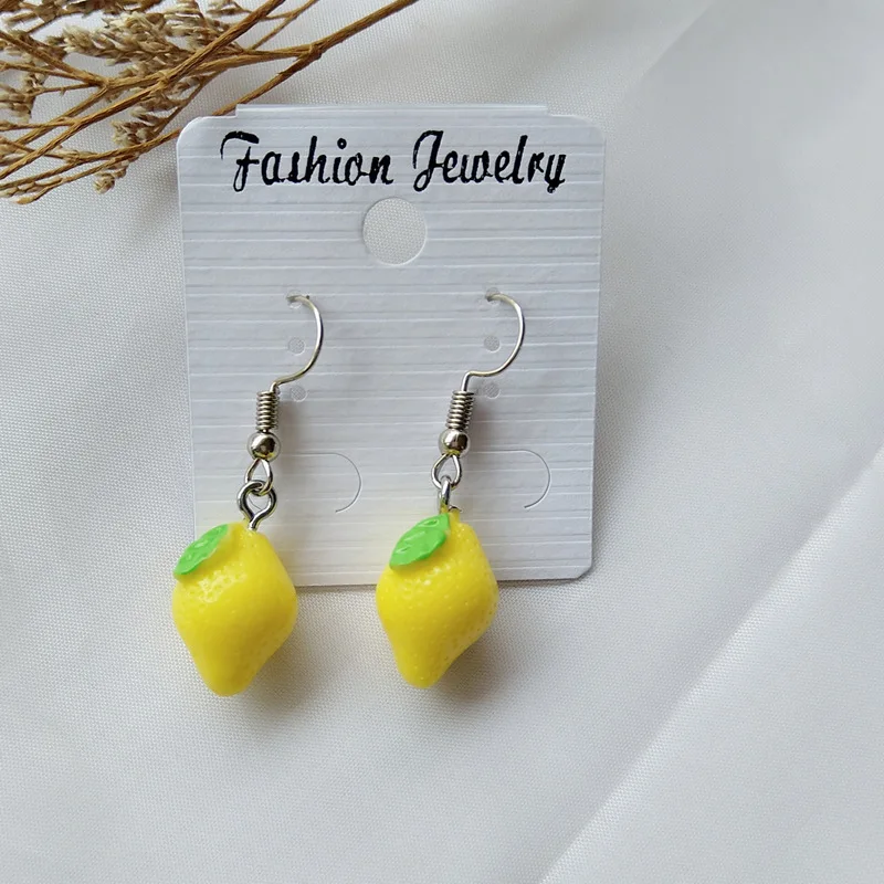 

Unique 3D Mini Lemon Banana Strawberry Cherry Earrings Acrylic Sweet Fruit Jewelry Party gift for friend Cute Drop Earrings