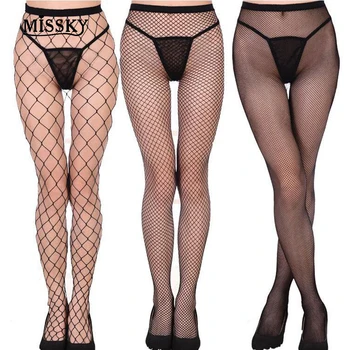 

MISSKY Women's Long Fashion Sexy Black Fishnet Stockings Fish Net Pantyhose Mesh Stockings Lingerie Thigh High Stocking Hot