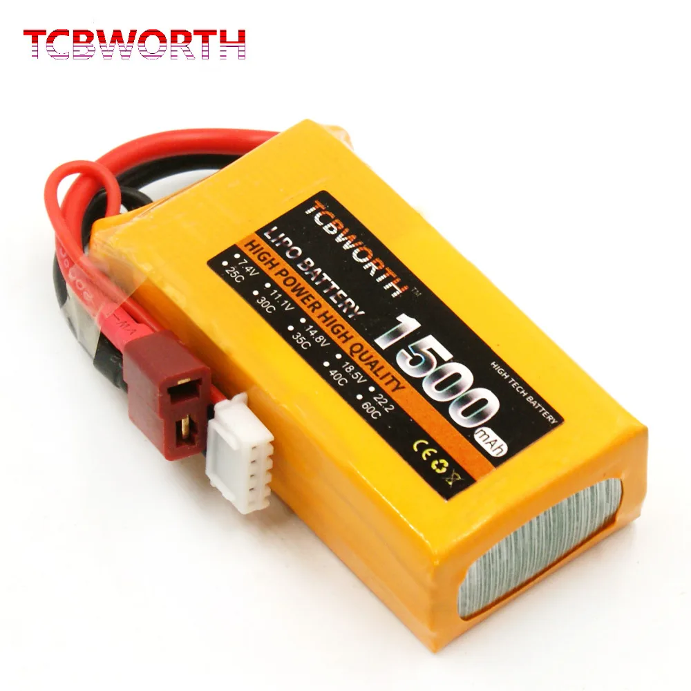 

TCBWORTH 4S 14.8V 1500mAh 40C Max 80C RC LiPo battery For RC Helicopter Drone Airplane Quadrotor Car RC Li-ion battery