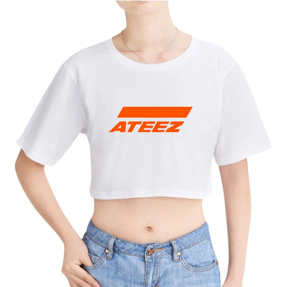 ATEEZ топы с принтом, летние шорты, футболка, Женская Сексуальная поп-одежда, горячая Распродажа, повседневная Harajuku размера плюс XXL