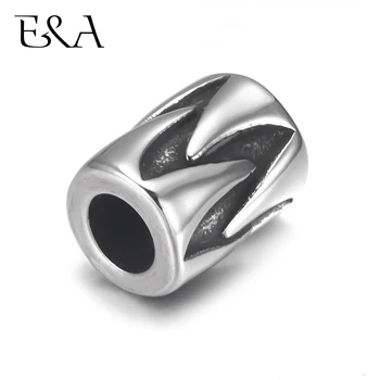 

4pcs Stainless Steel Bead Chamrs Cylinder 5mm Hole for Leather Jewelry Bracelet Making Metal European Beads DIY Supplies Parts
