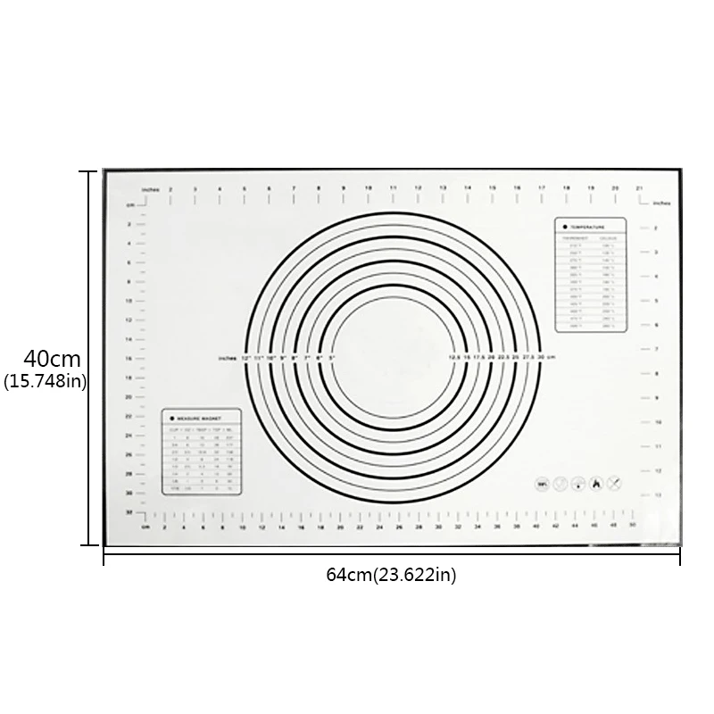 Антипригарный силиконовый коврик для выпечки, коврик для муки, шкала для выпечки торта, посуда для выпечки, паста, стол, лист, кухонные инструменты, подстилка - Цвет: TD138black40
