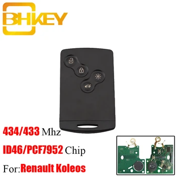 

BHKEY 5pcs*4Buttons Smart Remote Key Fob For Renault Megane Scenic Laguna Koleos Clio Car Key Card Fob 433MHZ PCF7952 Chip key