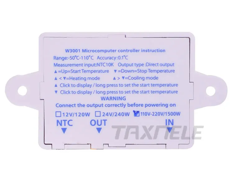 XH-W3001-50~ 110C интеллигентая(ый) цифровой Температура контроллер постоянного тока 220 В, 12 В, 24 В постоянного тока, 10A с ЖК-дисплей дисплей термостат W3001