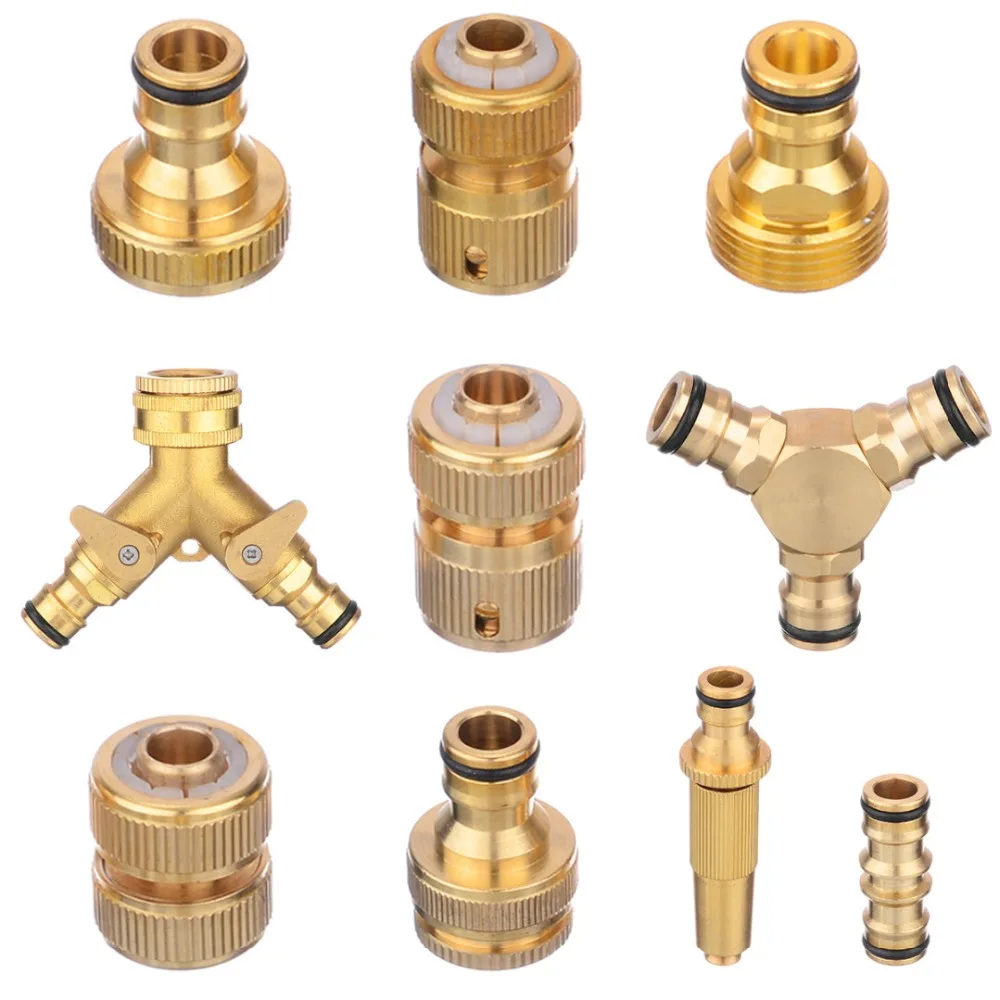 10 Type Threaded Brass Garden Hose Tap Connector Garden Water Pipe Quick Connectors Watering Irrigation Tools Mayitr