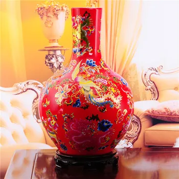 

Jingdezhen porcelain vase Modern wedding gift In extremely good fortune home furnishing articles Chinese red porcelain vase