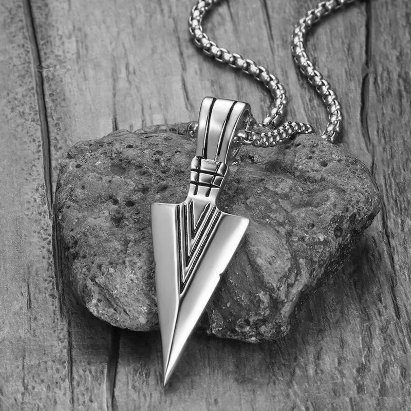 KLDY Viking подвеска в форме стрелы и ожерелье ретро Металл Серебро длинная стрела Подвеска Цепь Байкер Панк ювелирные изделия для мужчин Подарки для мальчиков