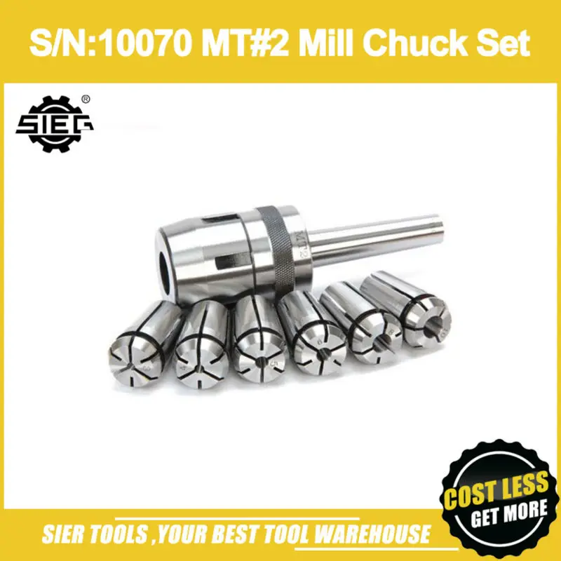 

Free Shipping!/S/N:10070 MT#2 Mill Chuck Set(Metric)/SIEG 3,4,5,6,8,10mm Mill collet
