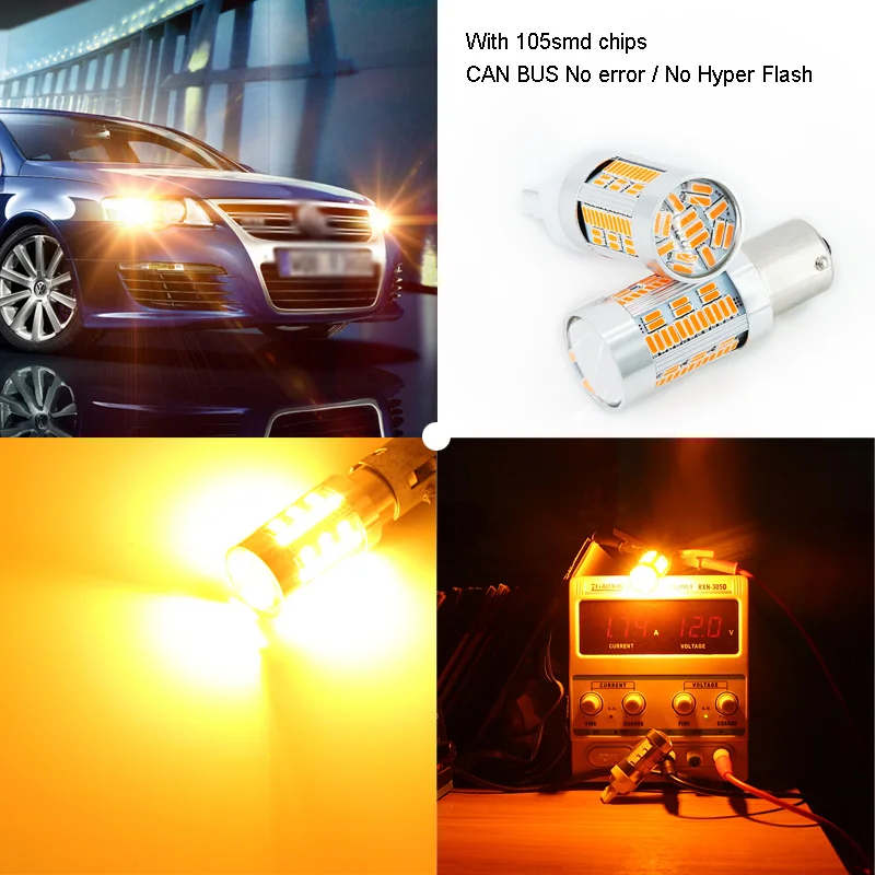 Светодиодная лампа CANBUS 1156 BAU15S PY21W BA15S P21W T20 7440 для указателей поворота автомобиля