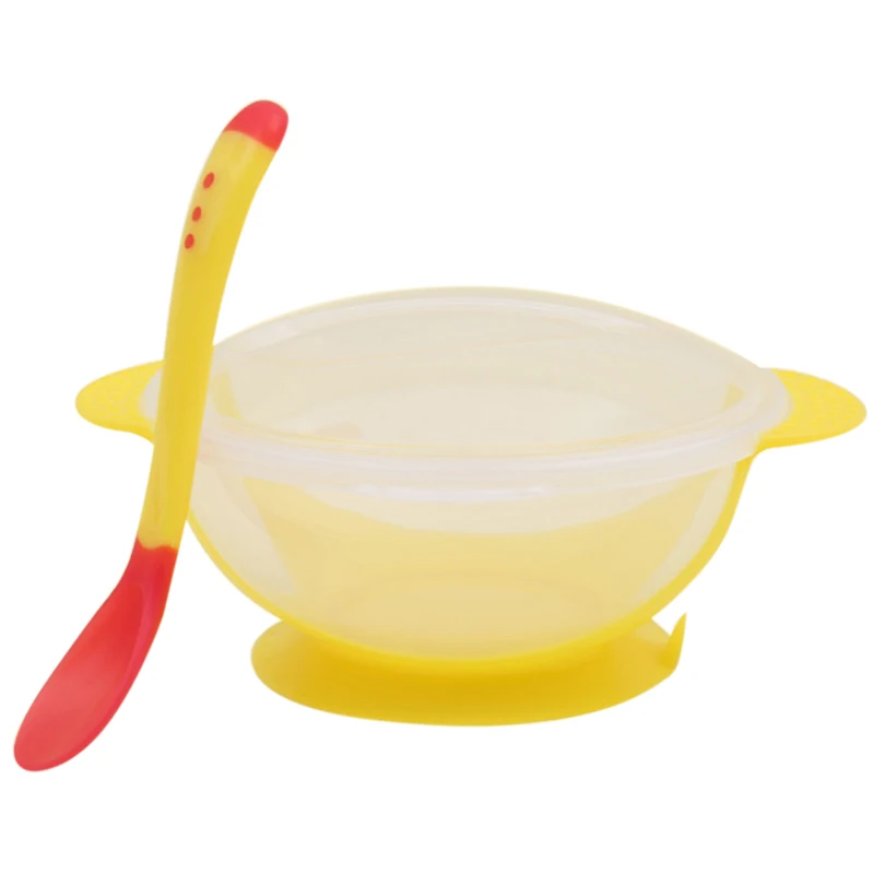 3Pcs/set Baby Tableware Dinnerware Suction Bowl With Temperature Sensing Spoon Baby Food Kids Safety Dinner Feeding Bowls Dishes 3Pcs/set Baby Tableware Dinnerware Suction Bowl With Temperature Sensing Spoon Baby Food Kids Safety Dinner Feeding Bowls Dishes